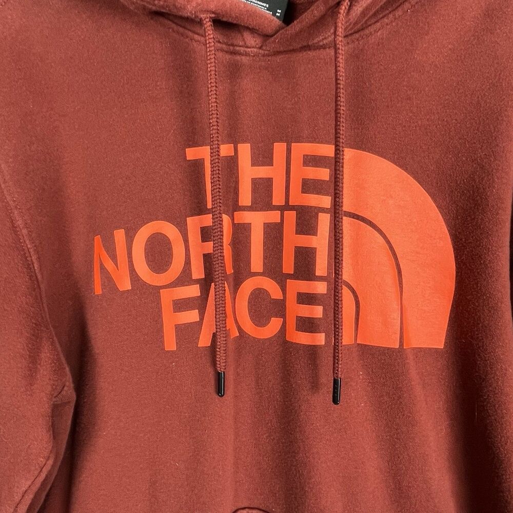 The North Face Mens Hoodie M Rust Orange Logo Pullover Cotton Blend - Picture 4 of 12